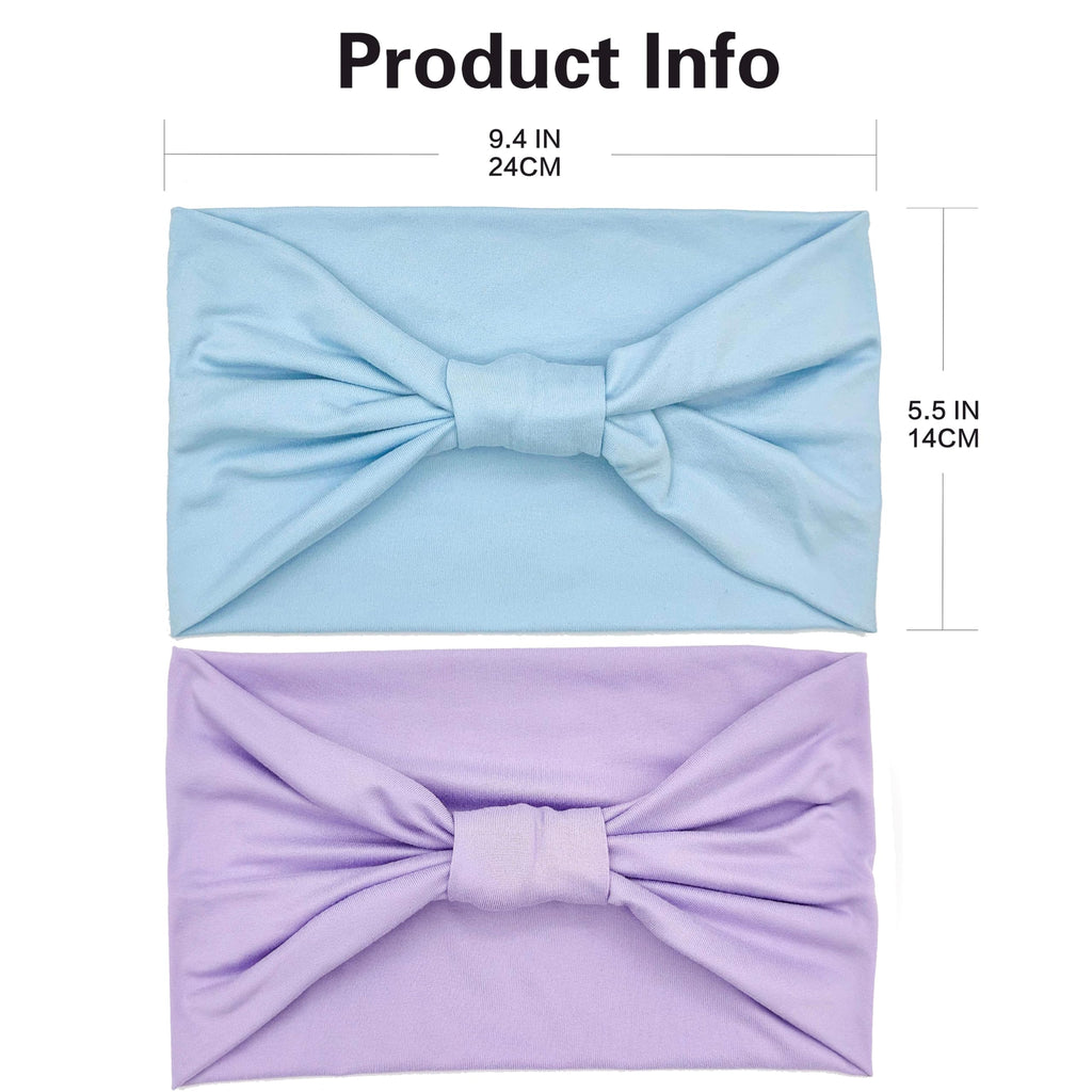 2 Pack Wide Headbands for Women Boho Knotted Non Slip Fashion Hair Bands Yoga Ru
