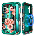 for Galaxy A16 Case Magnetic,[Compatible with MagSafe] Floral Three Layer Heavy