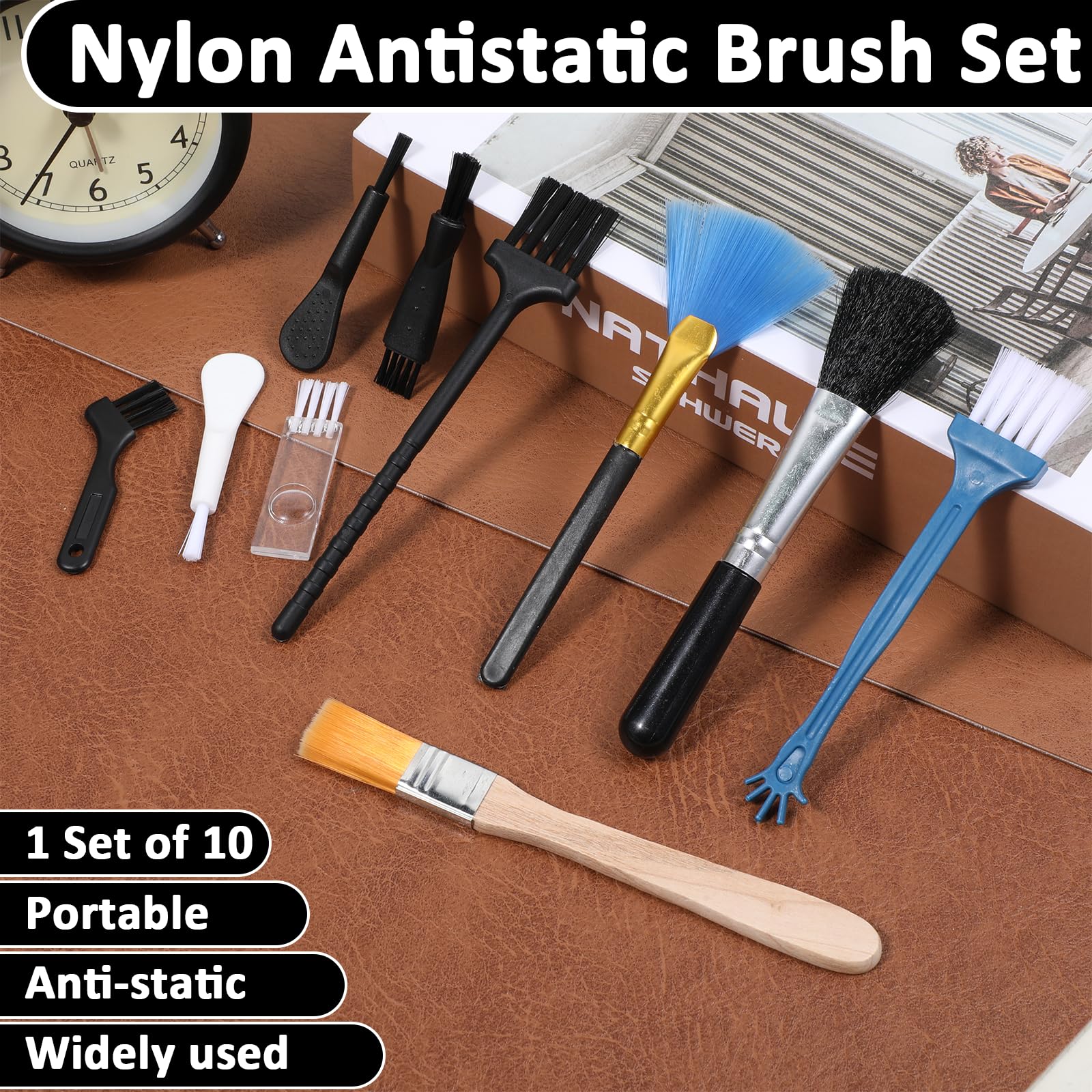 10 Pcs Mini Anti Static Brush Keyboard Cleaning Brushes Kit Nylon Dust Cleaning