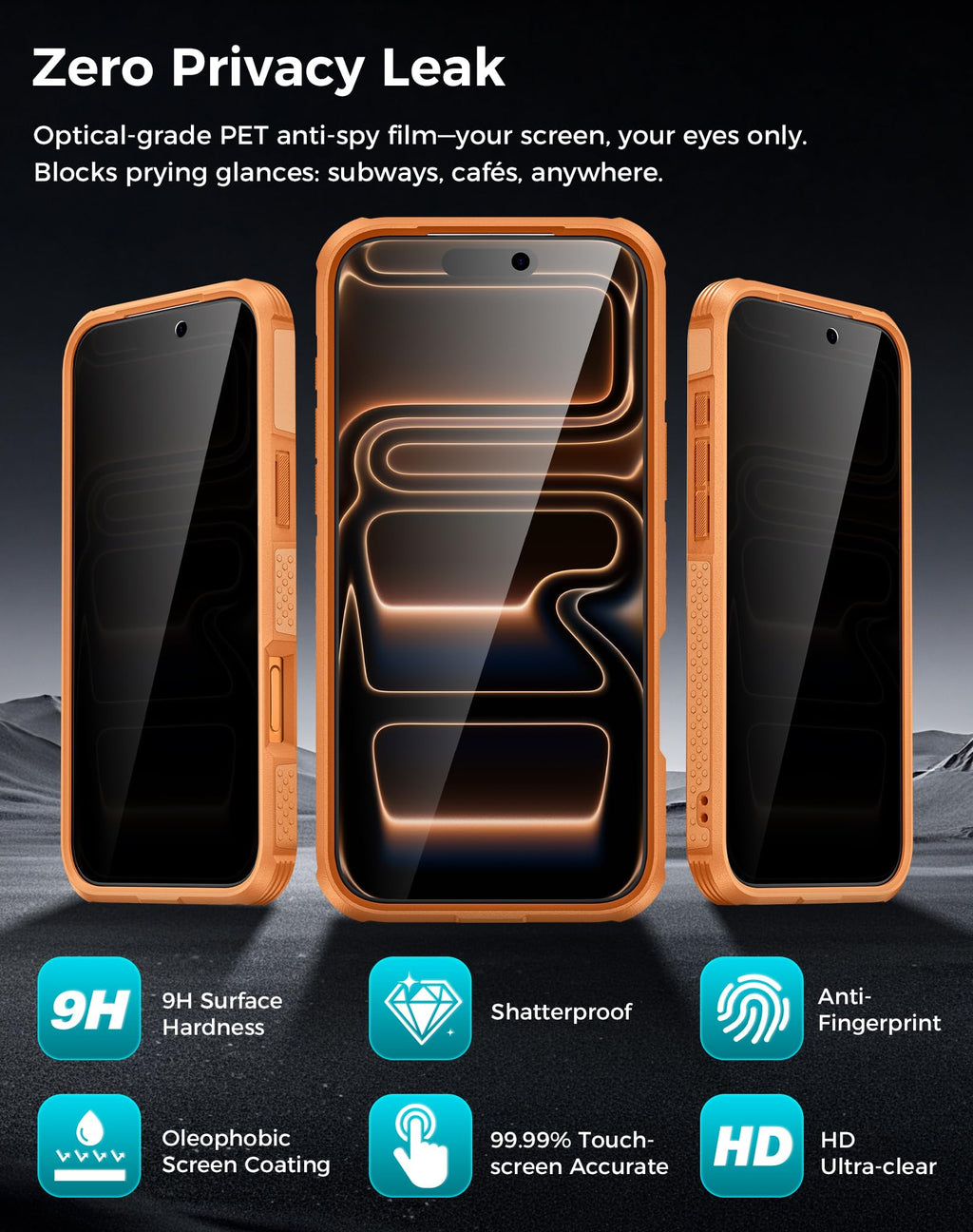 Iphone 17 Pro Case With Privacy Tempered Glass Screen Protector & Camera Lens Pr