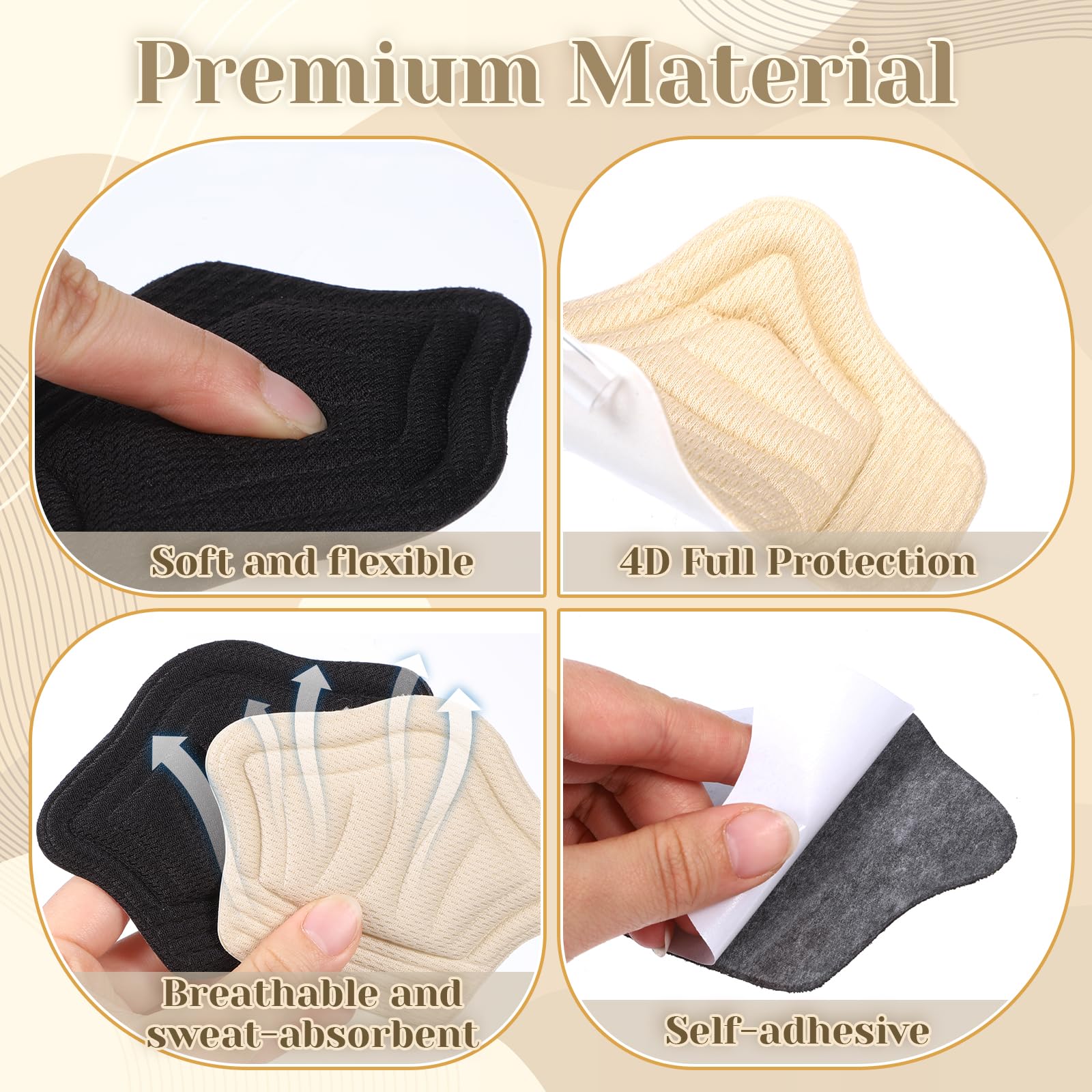 Pair Adhesive Shoe Back Cushion Pads, Reusable Back of Heel Cushion Pads for Wom