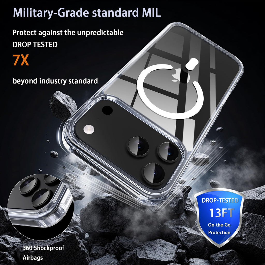 17 Pro Max Clear Case, with Screen Protector X1, Compatible with MagSafe,