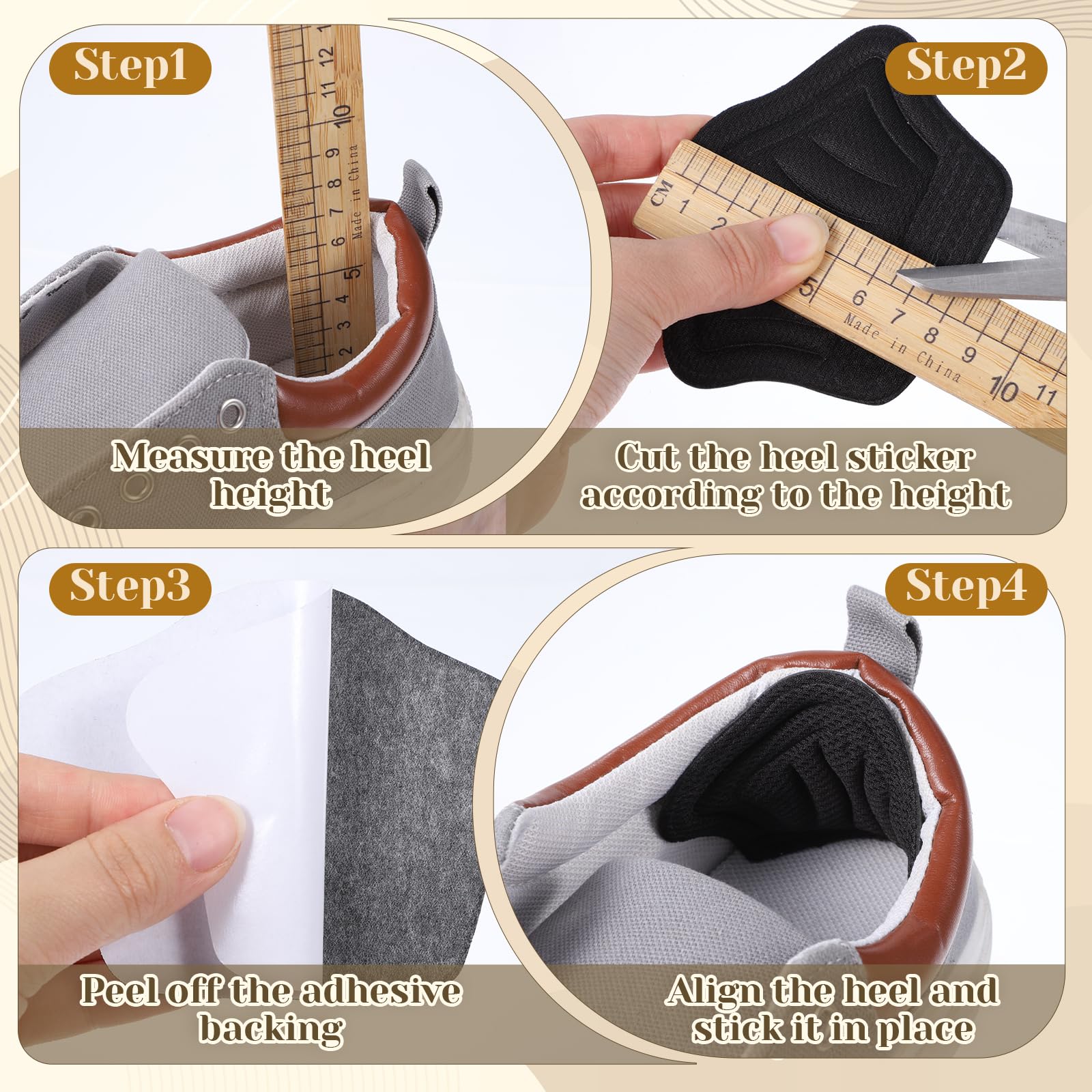 Pair Adhesive Shoe Back Cushion Pads, Reusable Back of Heel Cushion Pads for Wom