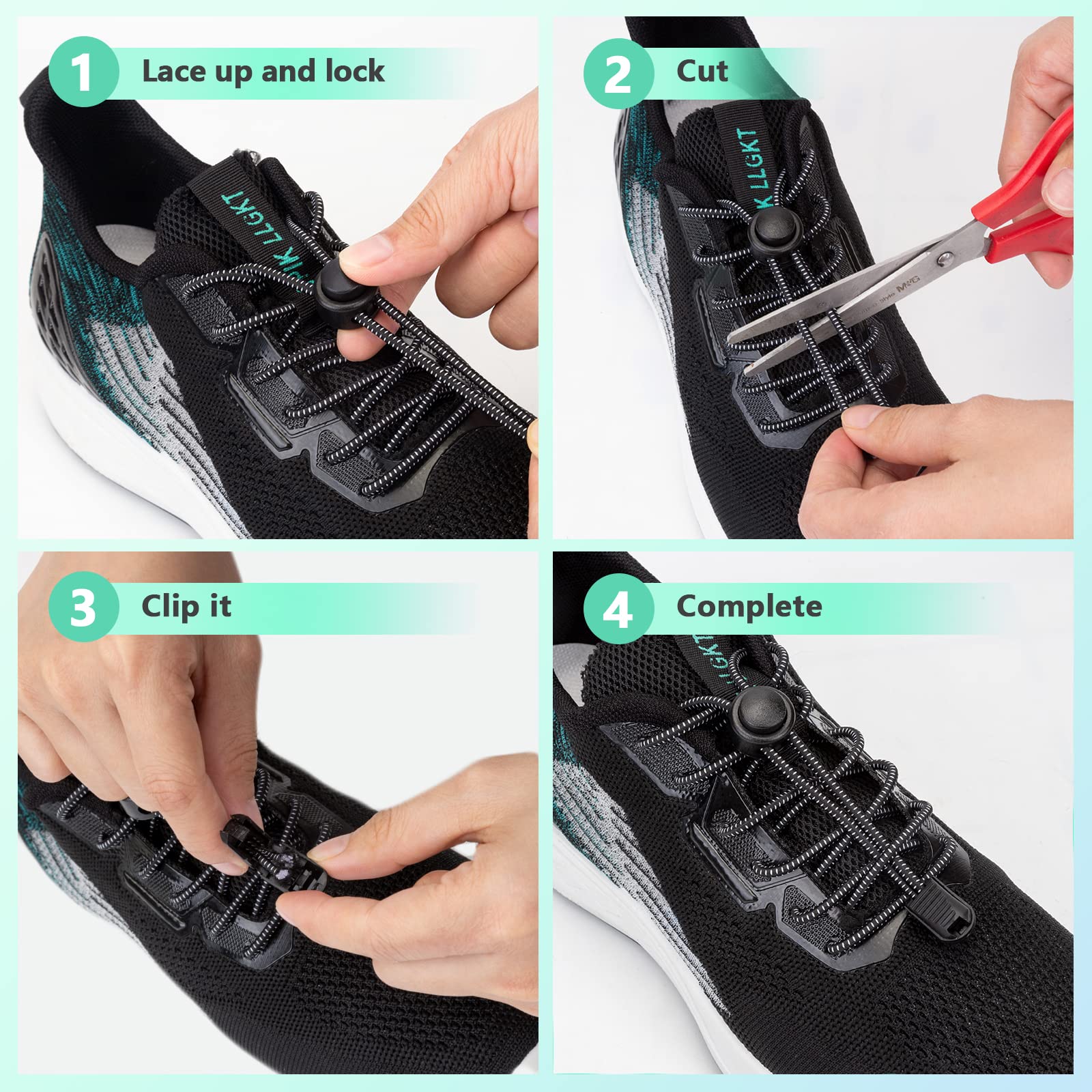5 Pairs Elastic No Tie Shoe Laces for adults, shoe laces for sneakers,elastic la