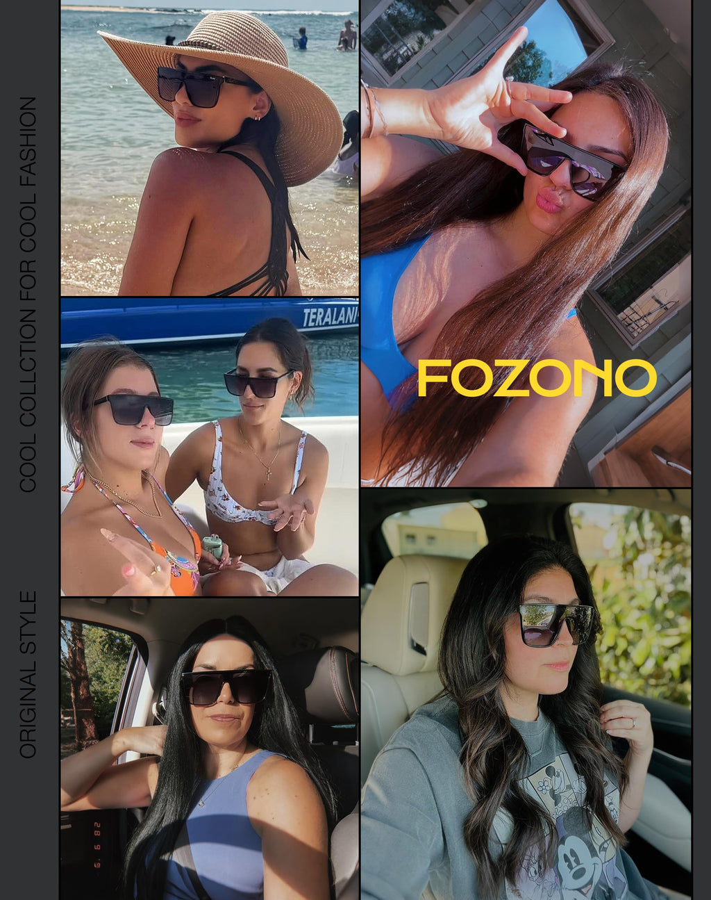 Square Oversized Sunglasses for Women Men Retro Flat Top Shield Sun Glass