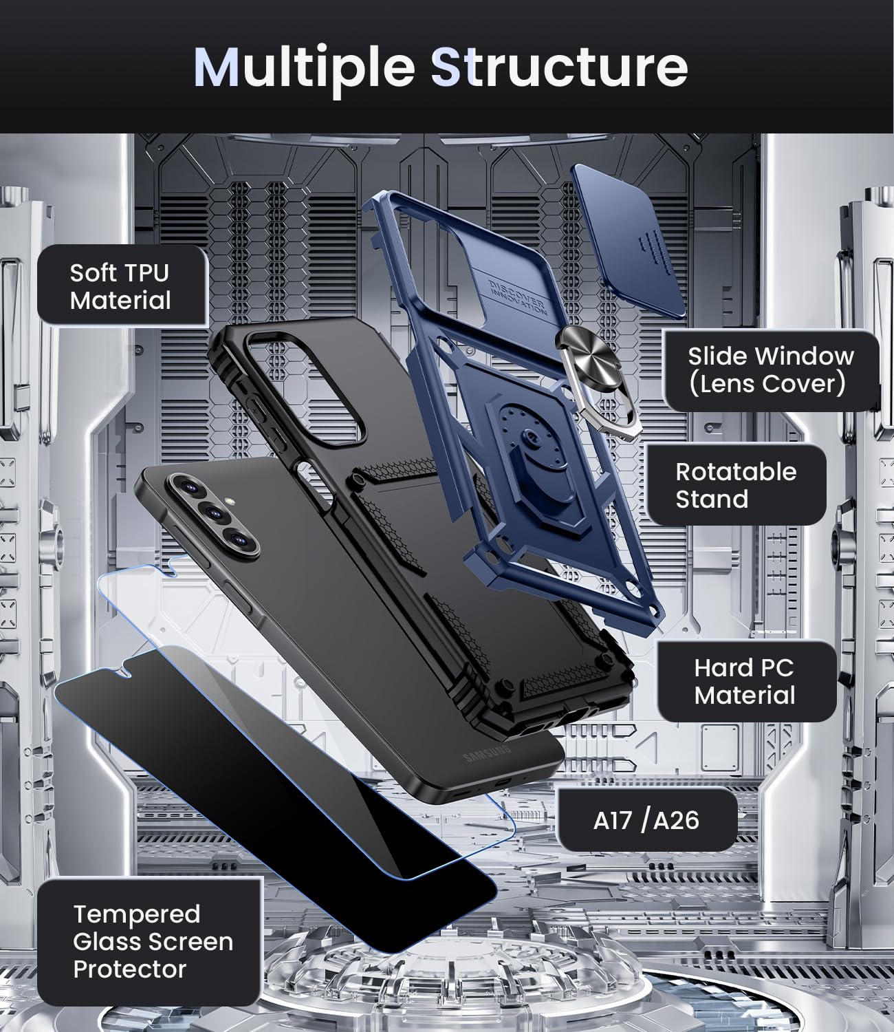 Galaxy A17 5G Phone Case With [Privacy + Hd Tempered Glass Screen Protector] & C
