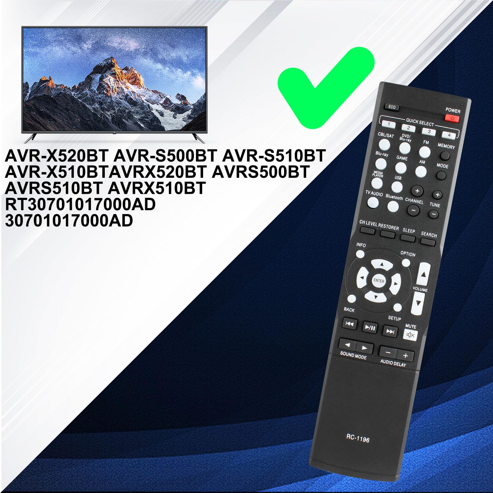Remote Control Denon Av Receiver Avr-S500Bt Avr-S510Bt Avr-X520Bt Avr-X510Bt