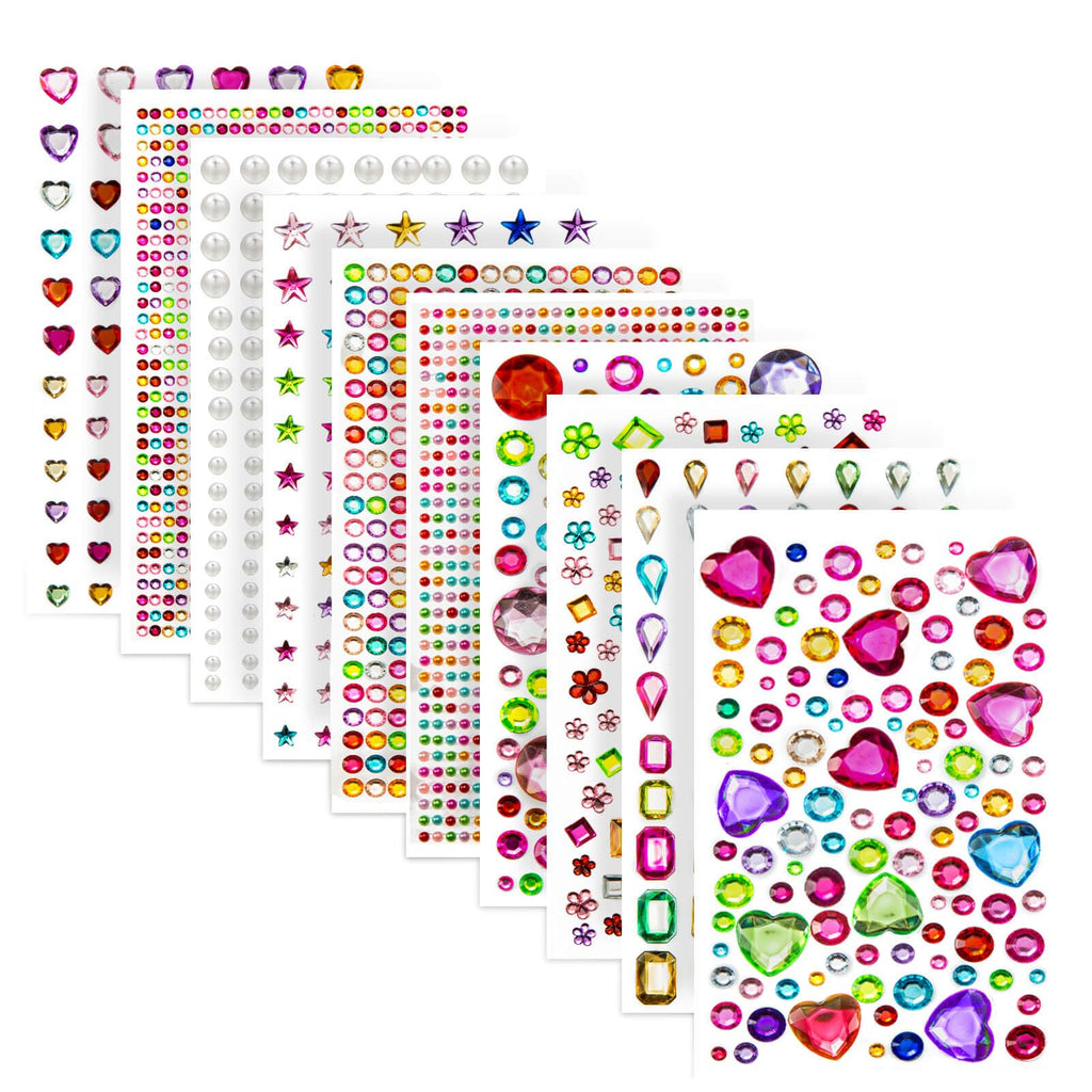 Self Adhesive Gems for Crafts, Acrylic Bling Heart Sticker, Jewel