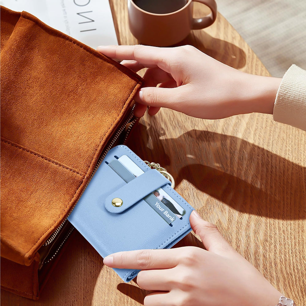 Small Wallets Woman RFID Blocking Leather Credit Card Holder - with ID Window -