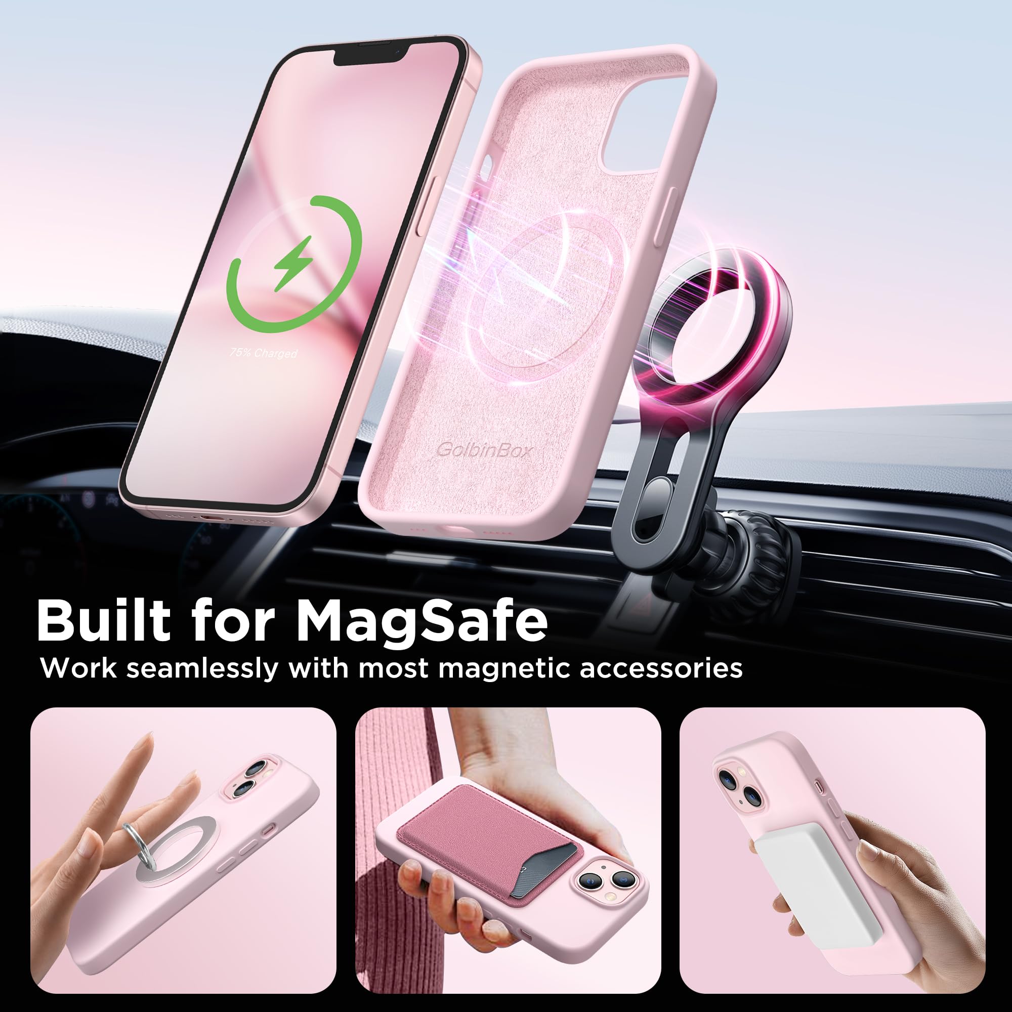 For Iphone 13 Case & Iphone 14 Case, Magsafe, [Soft Anti-Scratch Microfiber Lini