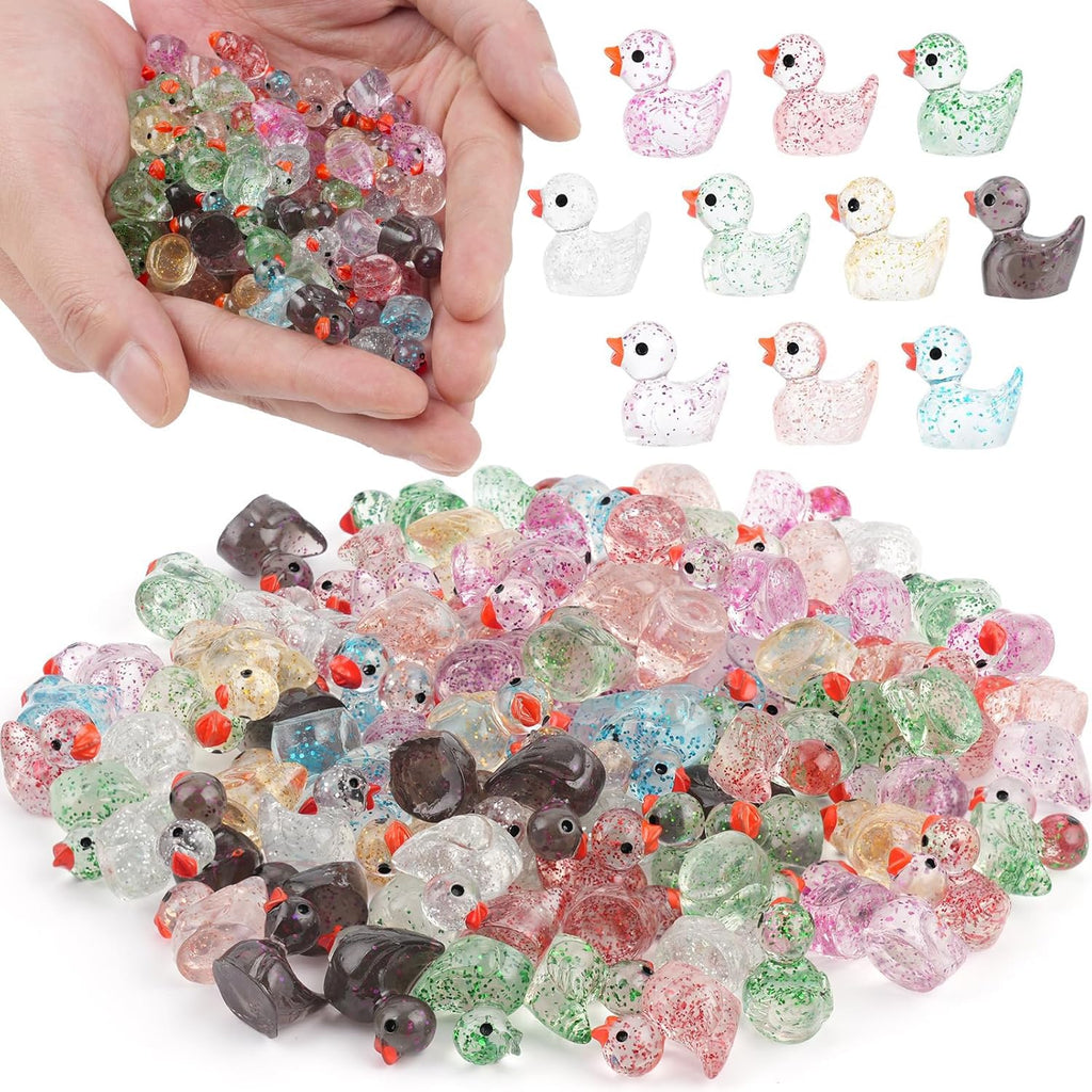 Mini Resin Ducks, Colorful Tiny Ducks Figurines Bulk for Miniature Dollh