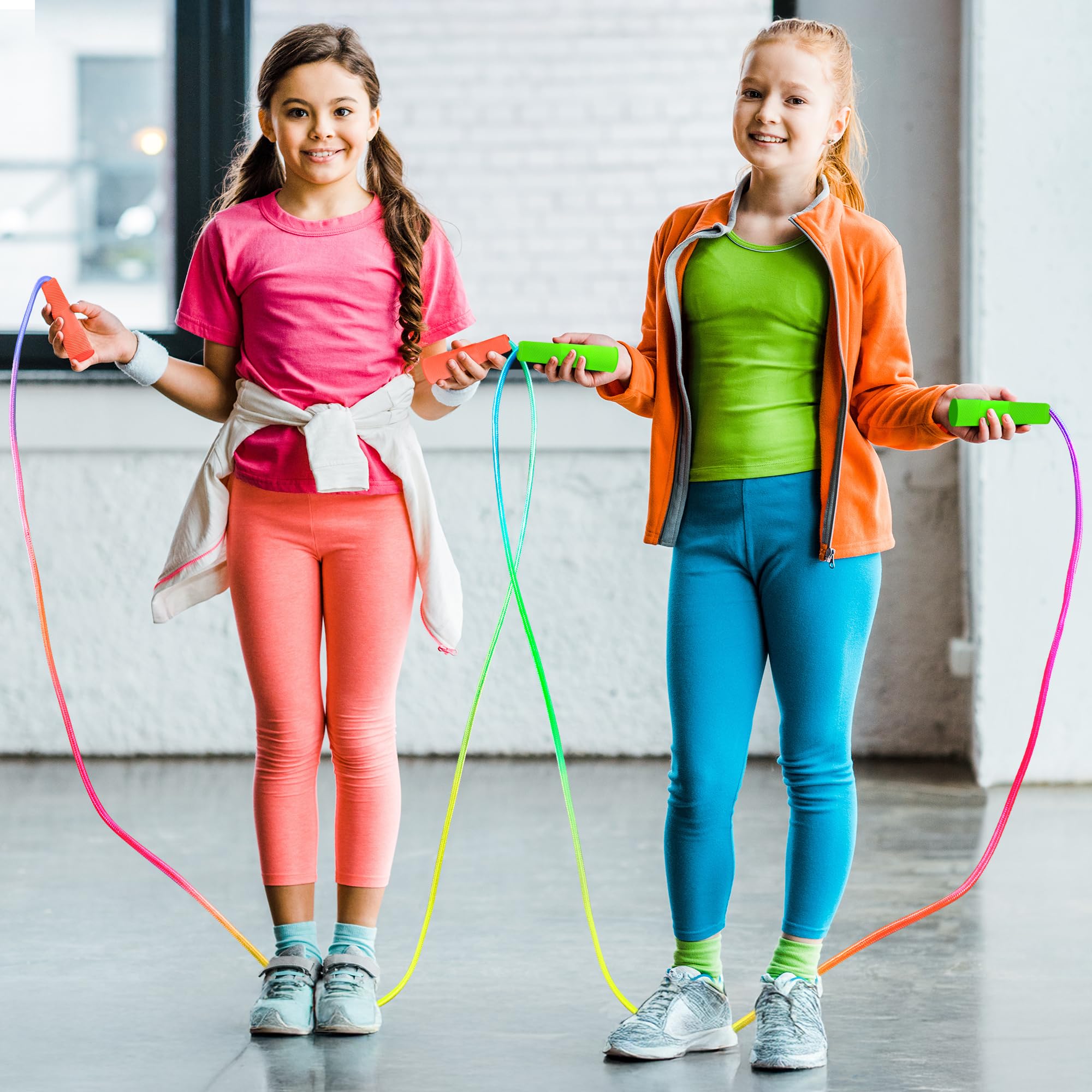 6 Pack Kids Jump Rope, Colorful Gradient Nylon Skipping Ropes for Children, 7.55