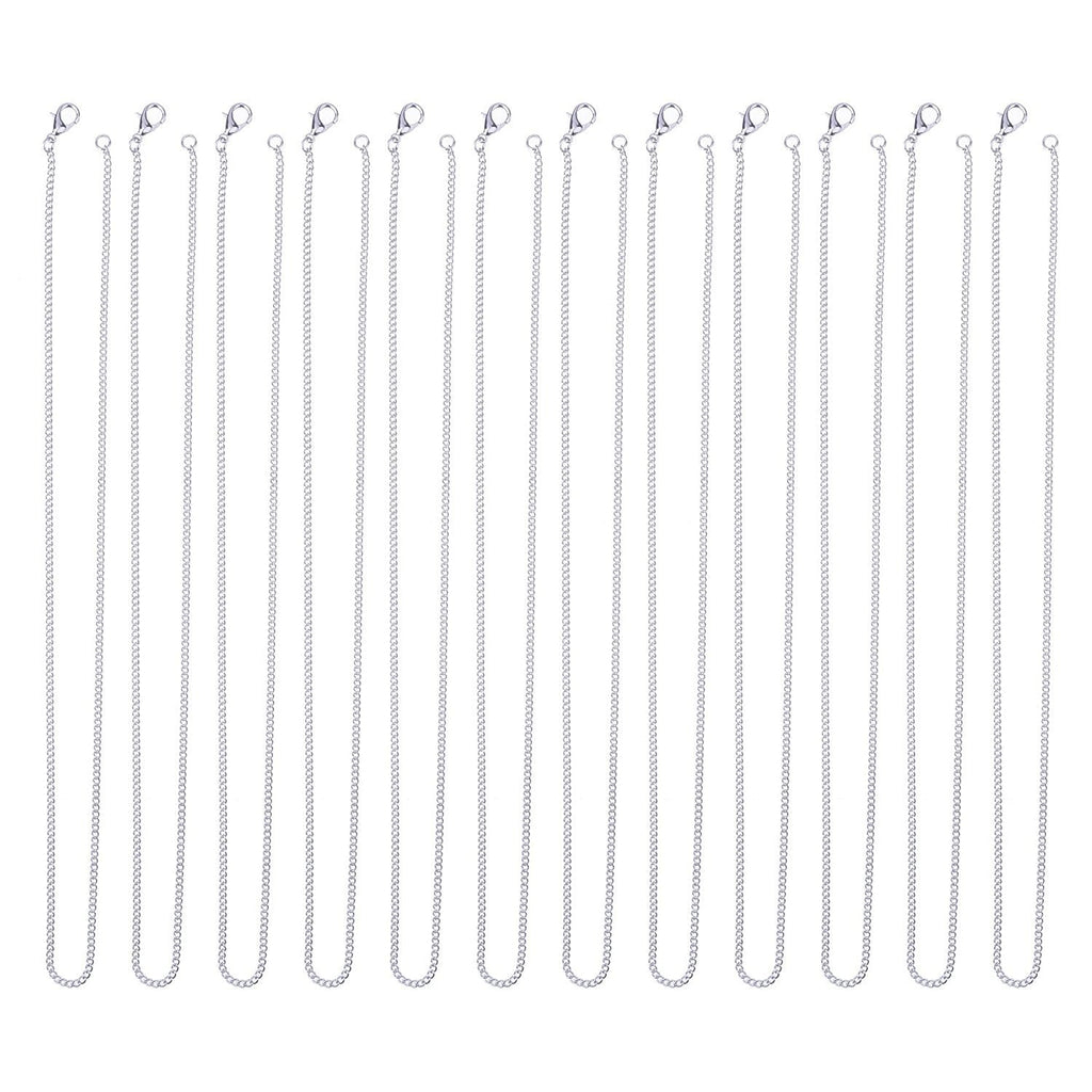 12 Pack Iron DIY Chain Necklaces Lobster Clasp Link Chain Necklaces Silver Plate