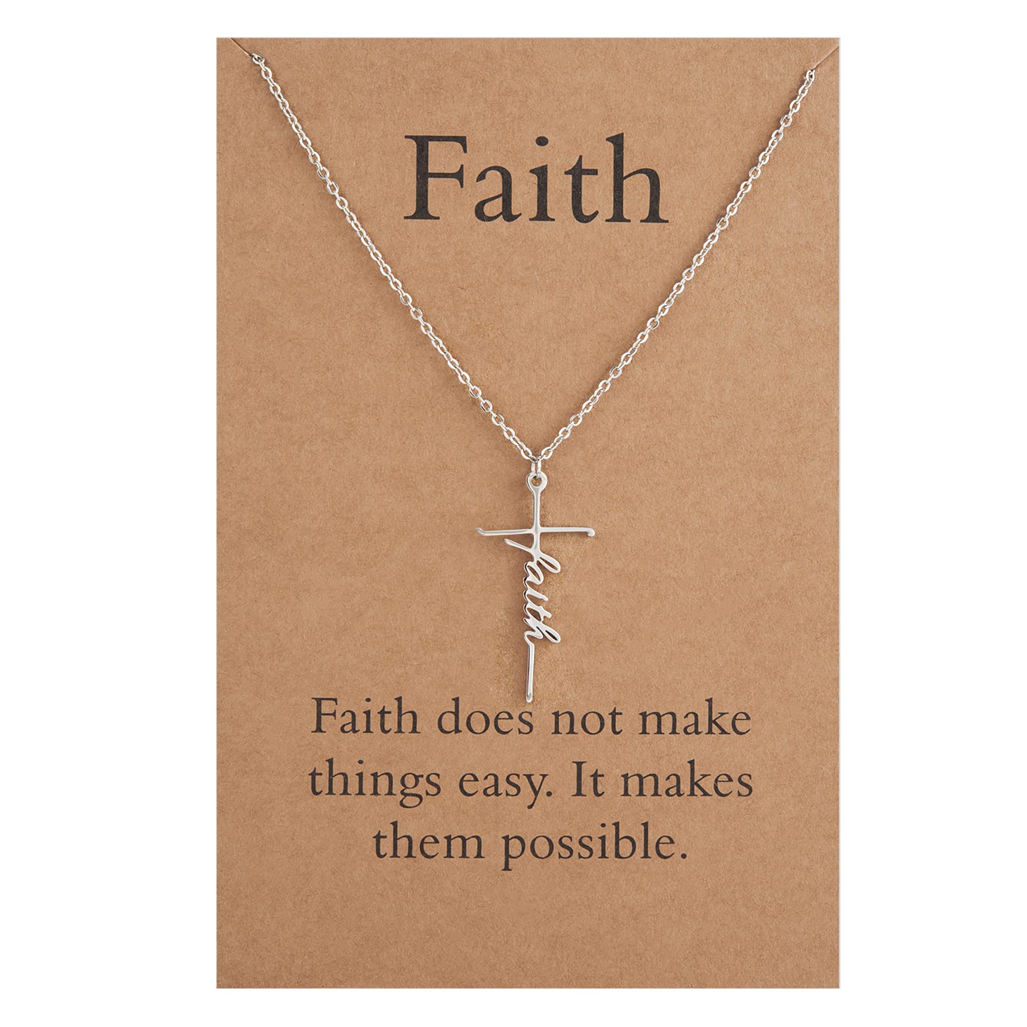 Cross Necklace for Women Faith Cross Pendant Necklace Stainless Steel Faith Reli