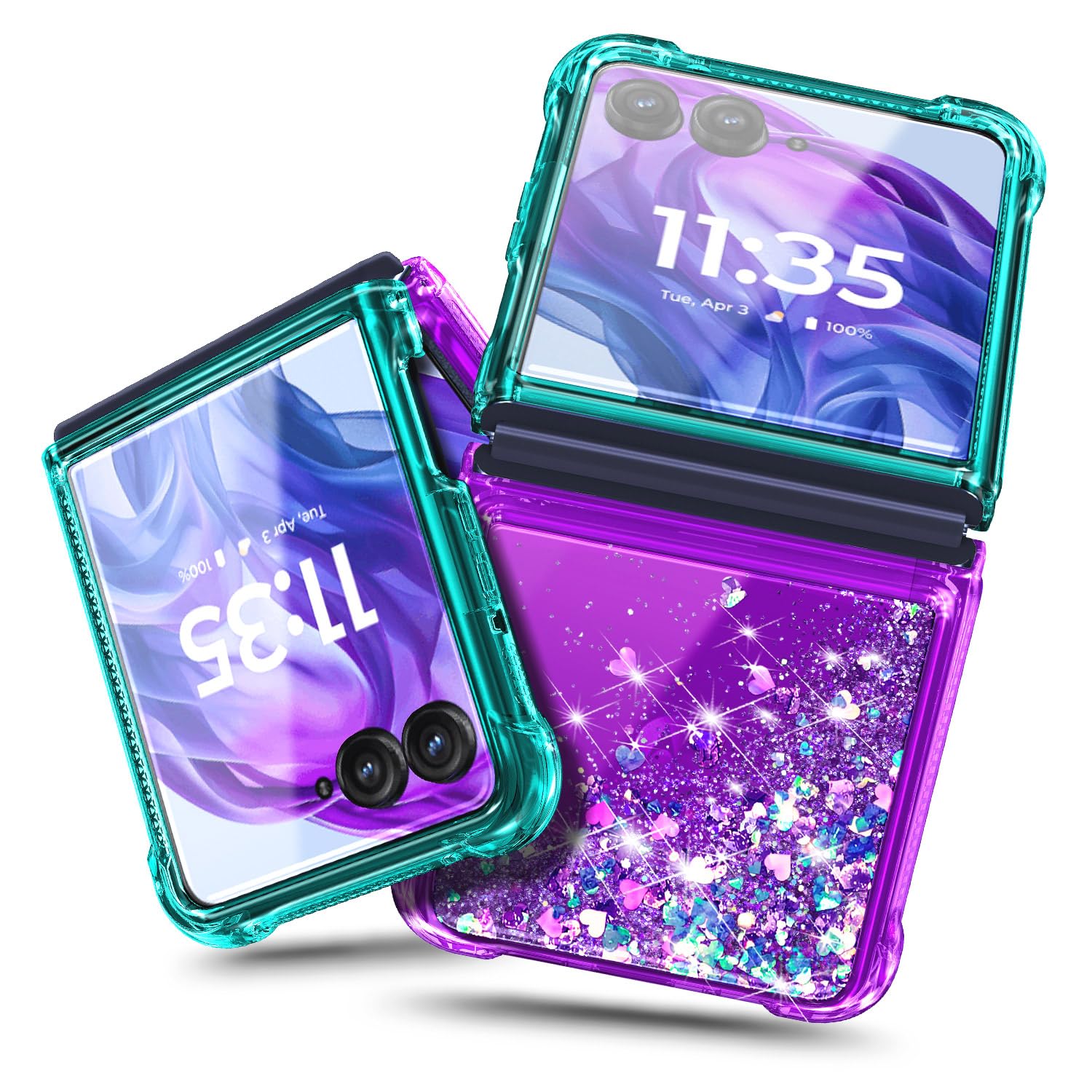 Designed for Motorola Razr-2023 Case, Aqua/Purple | Not Fit Razr+ Plus 2023 | Gl