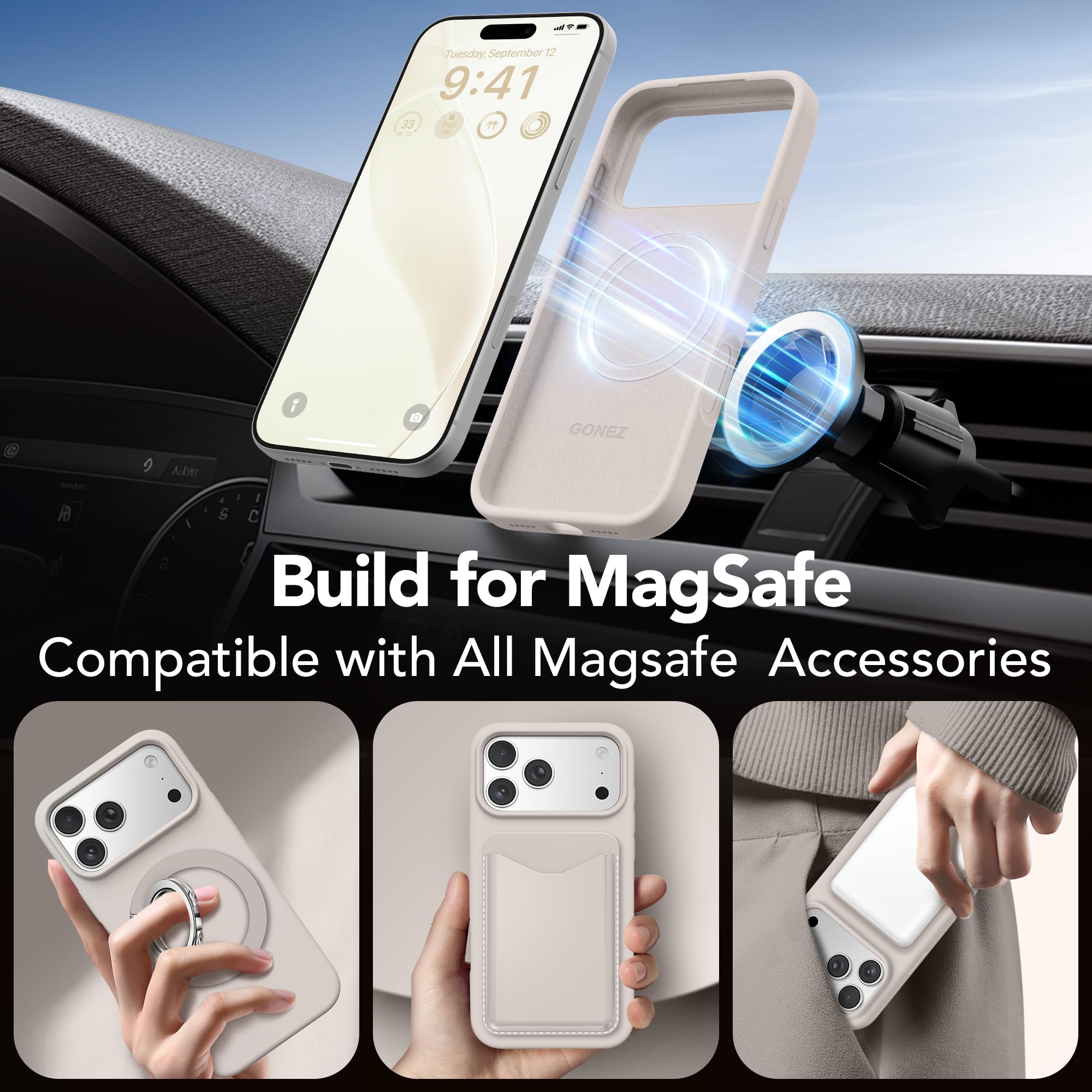 For Iphone 17 Pro Case, Magsafe, [Screen Protector + Camera Lens Protector], Liq