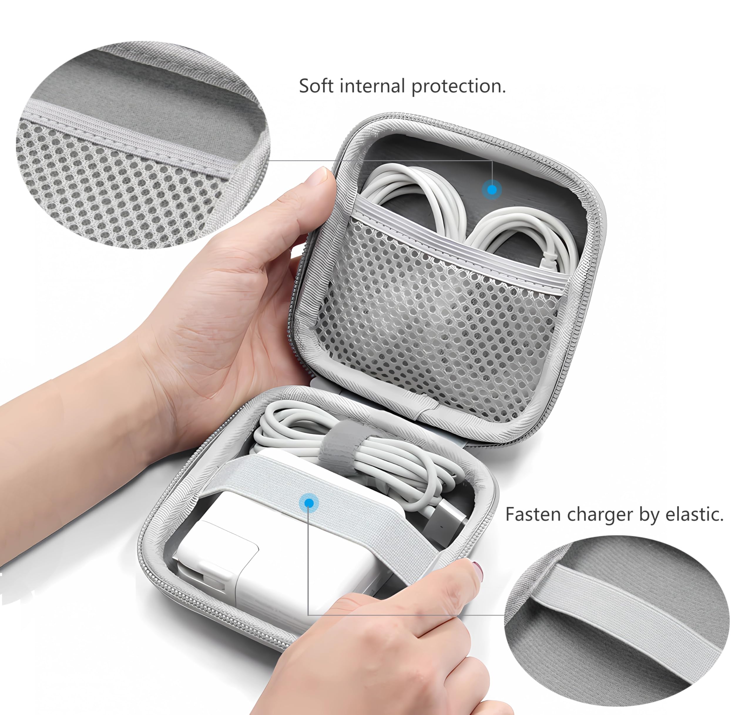 Travel Carrying Storage Case, 4.4"X4.4" Charger Orga