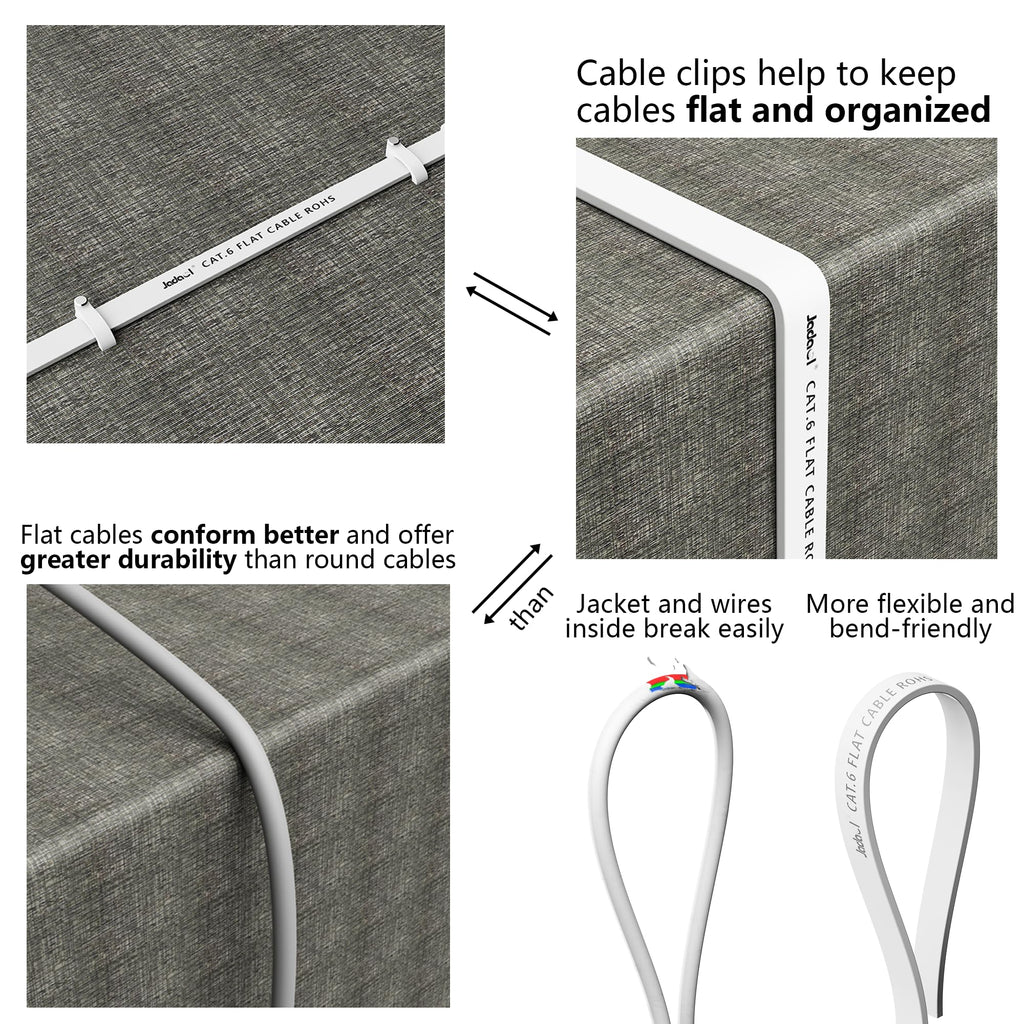 6 Ethernet Cable 50 Ft, 10Gbps Support Cat8 Cat7 Network, Flat Rj45 Lan Patch Ca