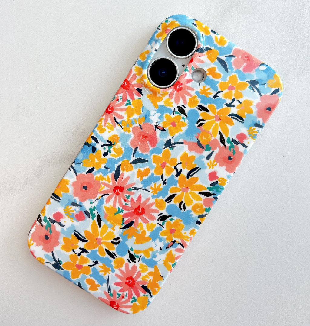 for iPhone 16 Case,Cute Garden Flowers Design for Girls Women,Soft Bu