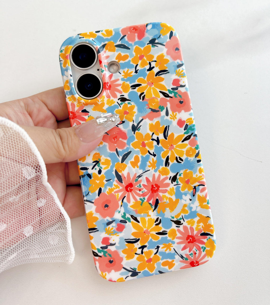 for iPhone 16 Case,Cute Garden Flowers Design for Girls Women,Soft Bu