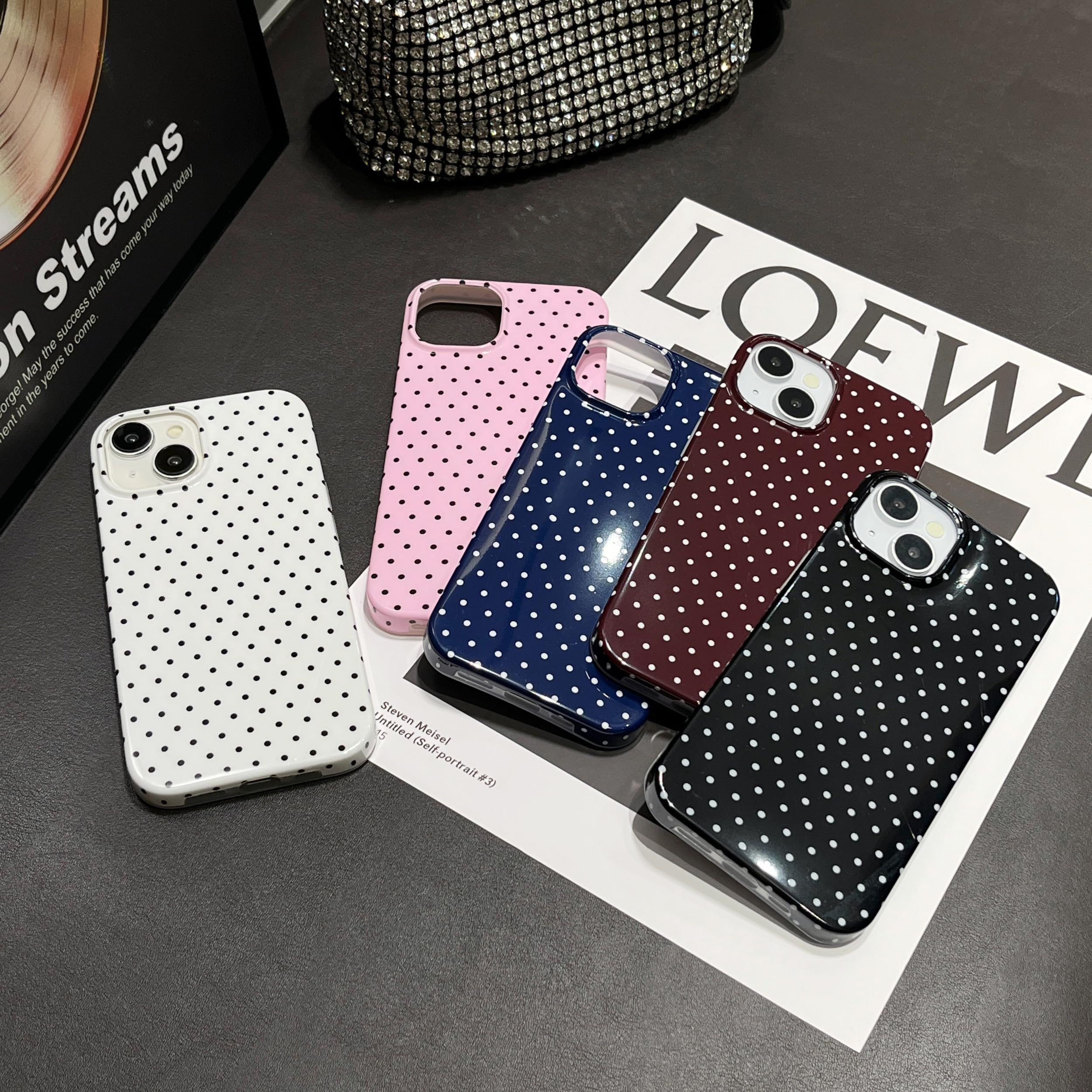 iPhone 16 Case Polka Dot Phone Cases Aesthetic Design Trendy Simple Case Sli