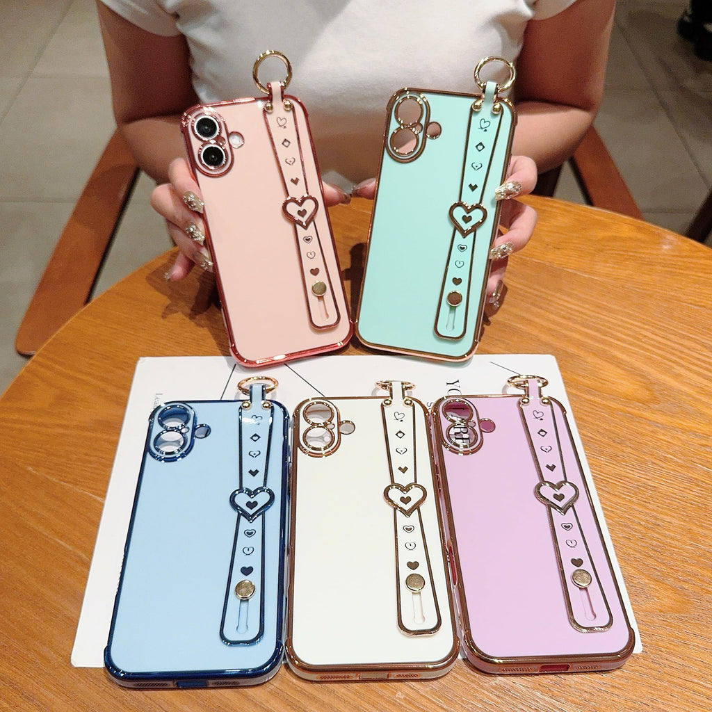 16 Case - Luxury Heart Design with Adjustable Wristband, Kickstand & Loop