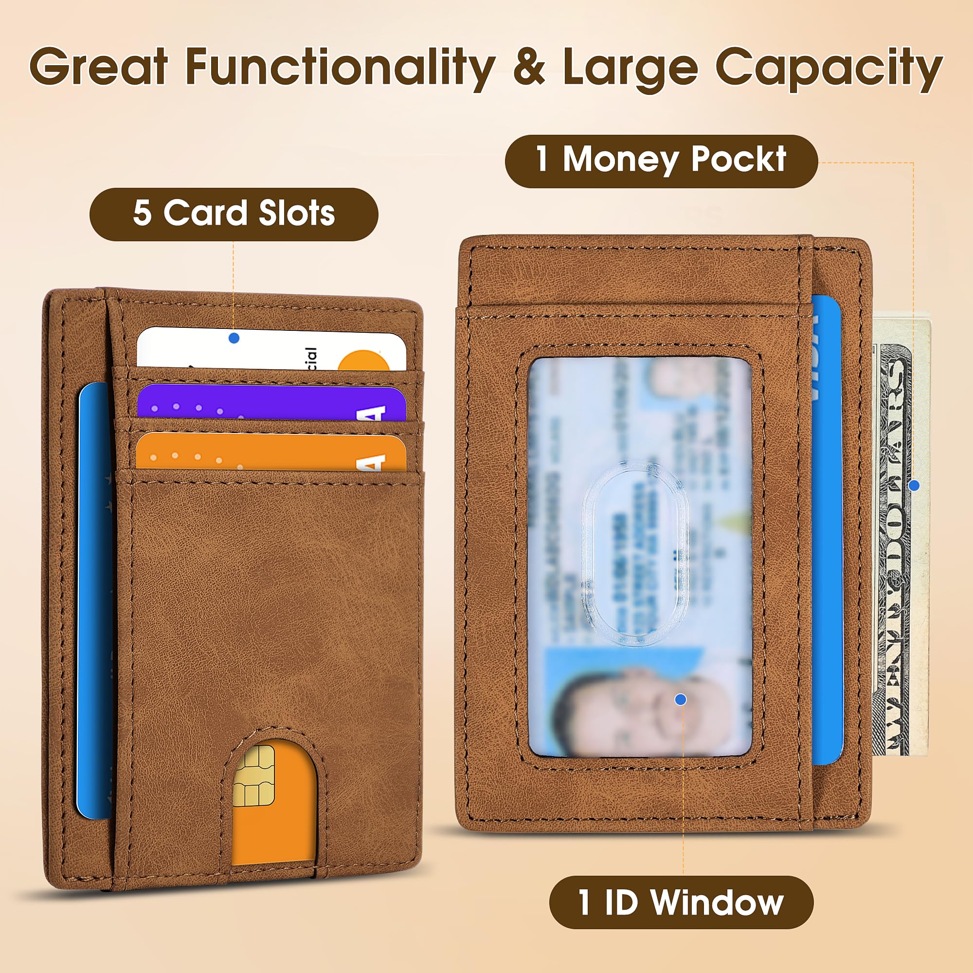 Slim Minimalist Wallet for Men,Front Pocket Wallet RFID Blocking Small Thin Cred
