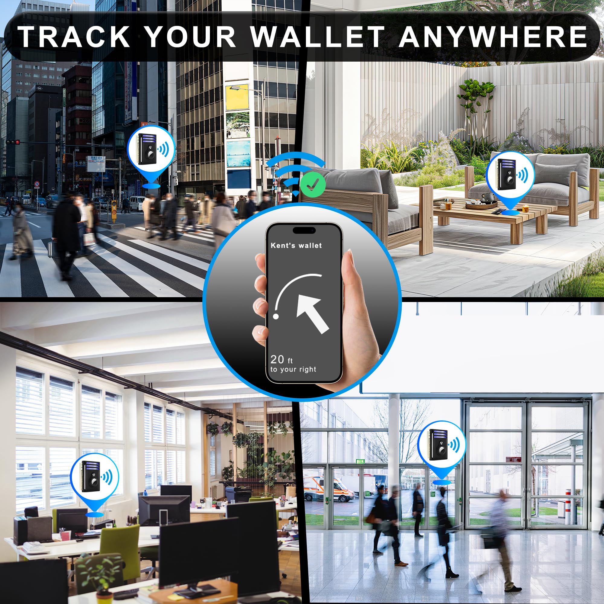 Front Pocket Air Tag Wallet, RFID Blocking Card Holder Wallet wi
