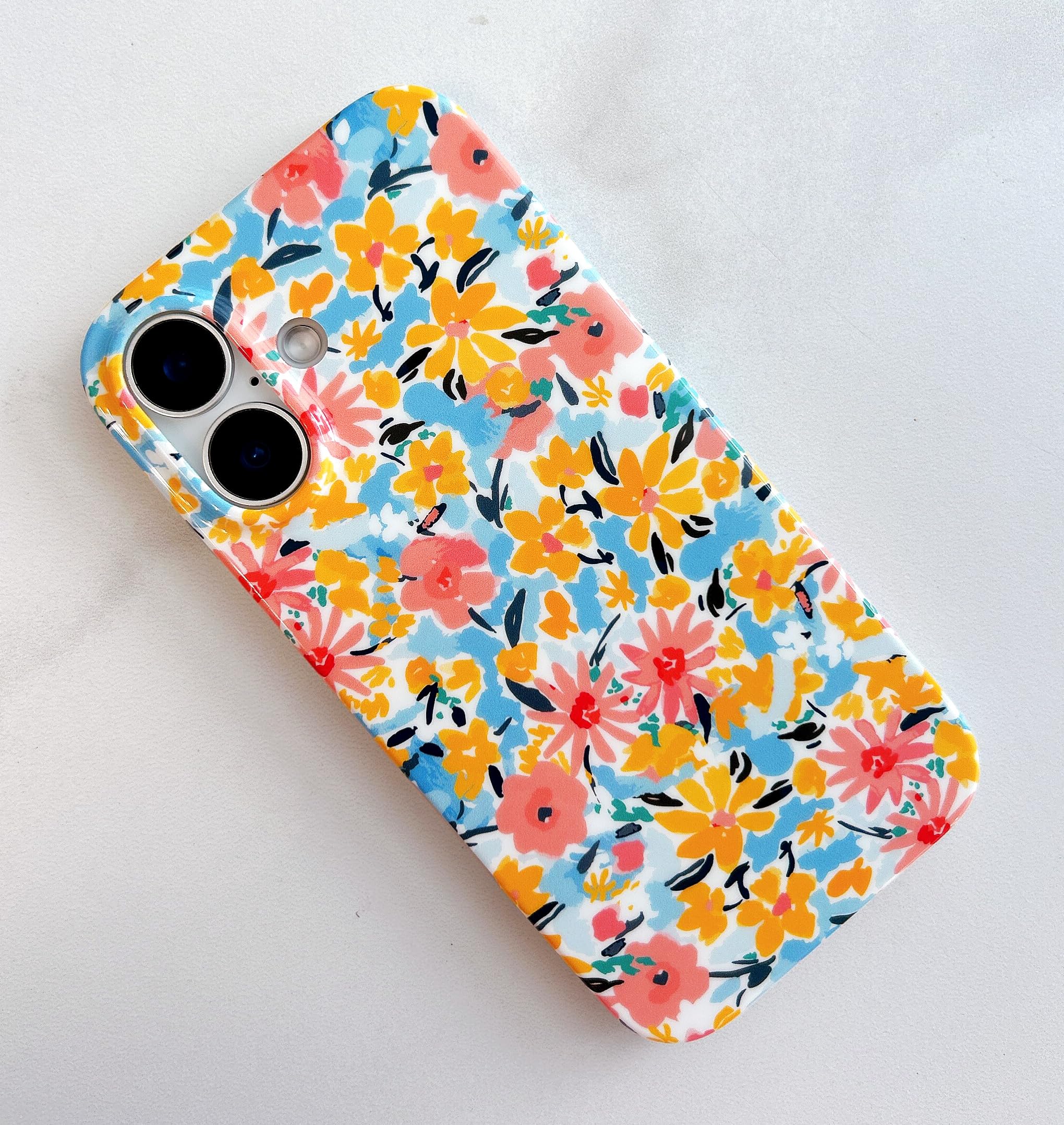 for iPhone 16 Case,Cute Garden Flowers Design for Girls Women,Soft Bu