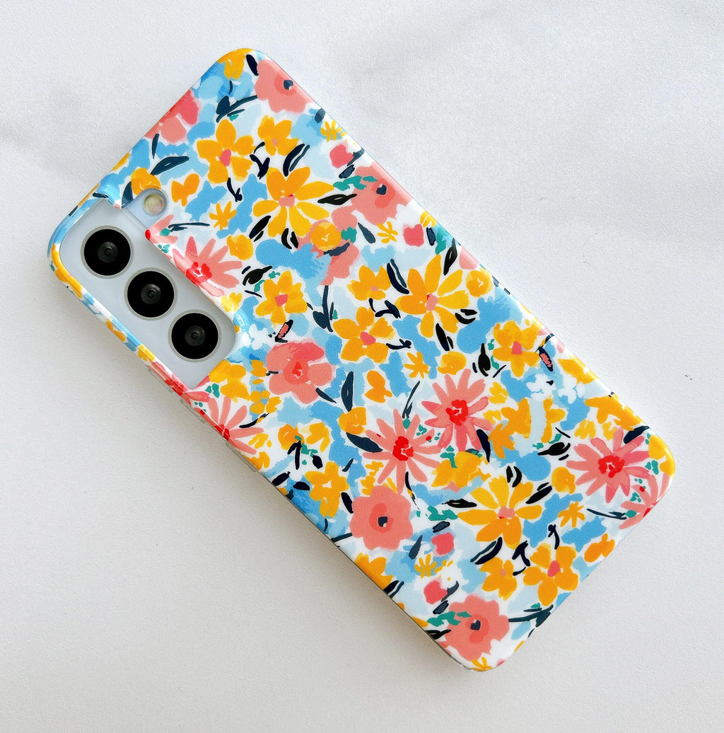 for Galaxy S21 Case(6.2-inches) - Cute Garden Flower Shiny Design for Women,Soft
