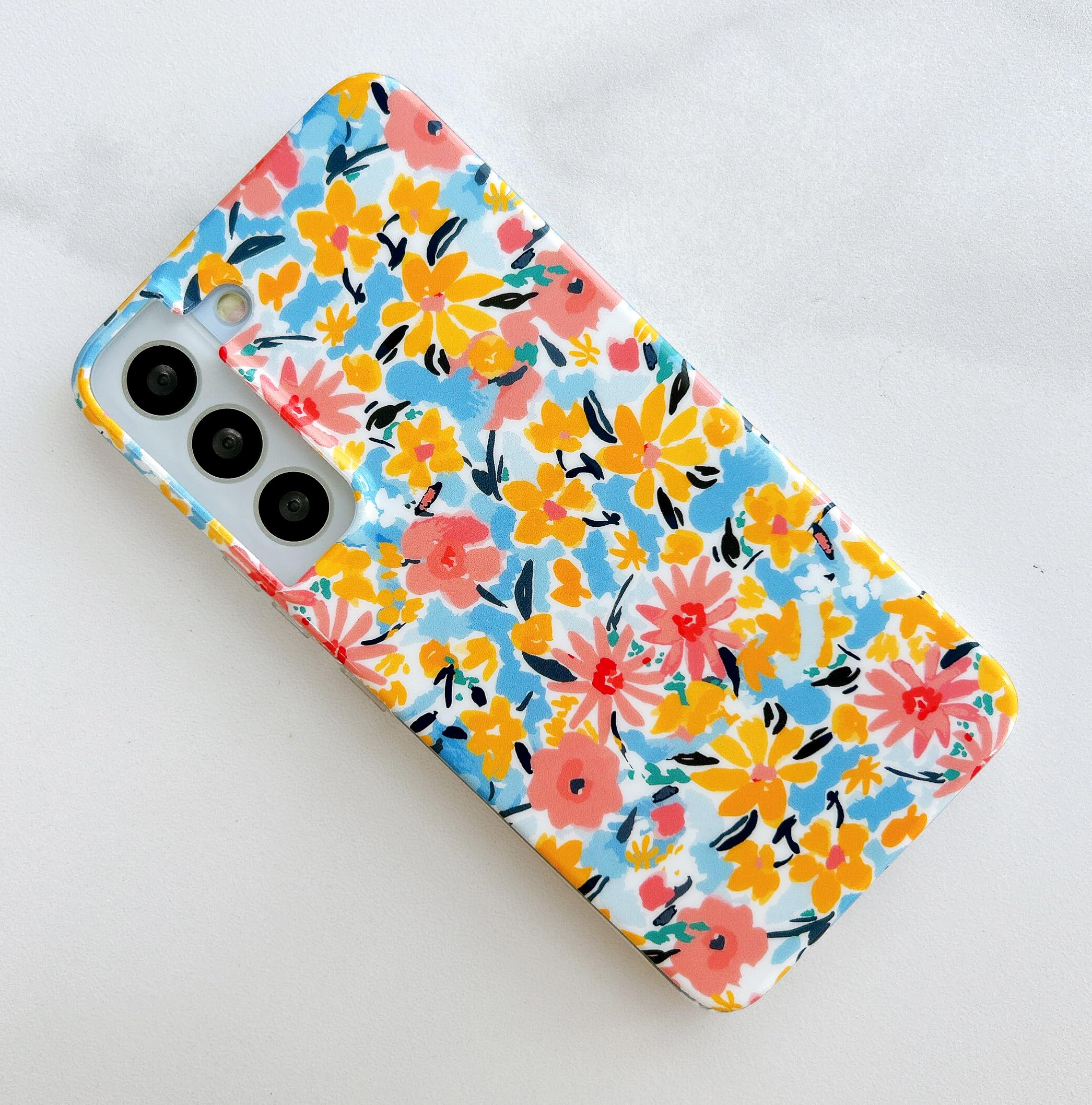 for Galaxy S21 Case(6.2-inches) - Cute Garden Flower Shiny Design for Women,Soft