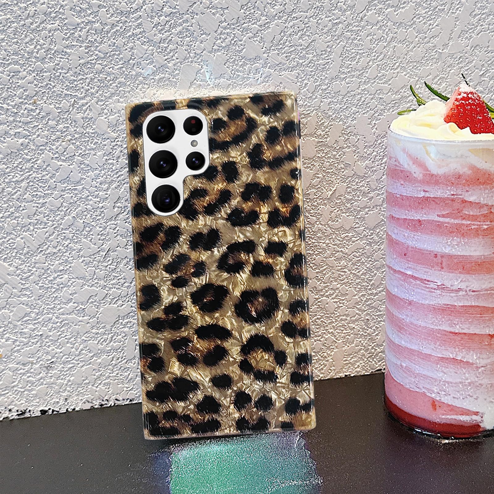 Galaxy S22 Ultra Case 5G 6.8-inch, Phone Case S22 Ultra, Soft Sparkly Leopard Pr