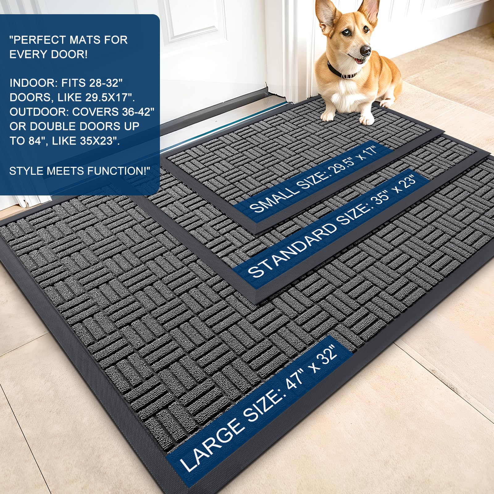 Front Door Mat Outside Entrance 29.5x17, Absorbent, Heavy Duty Sturdy Natural Ru