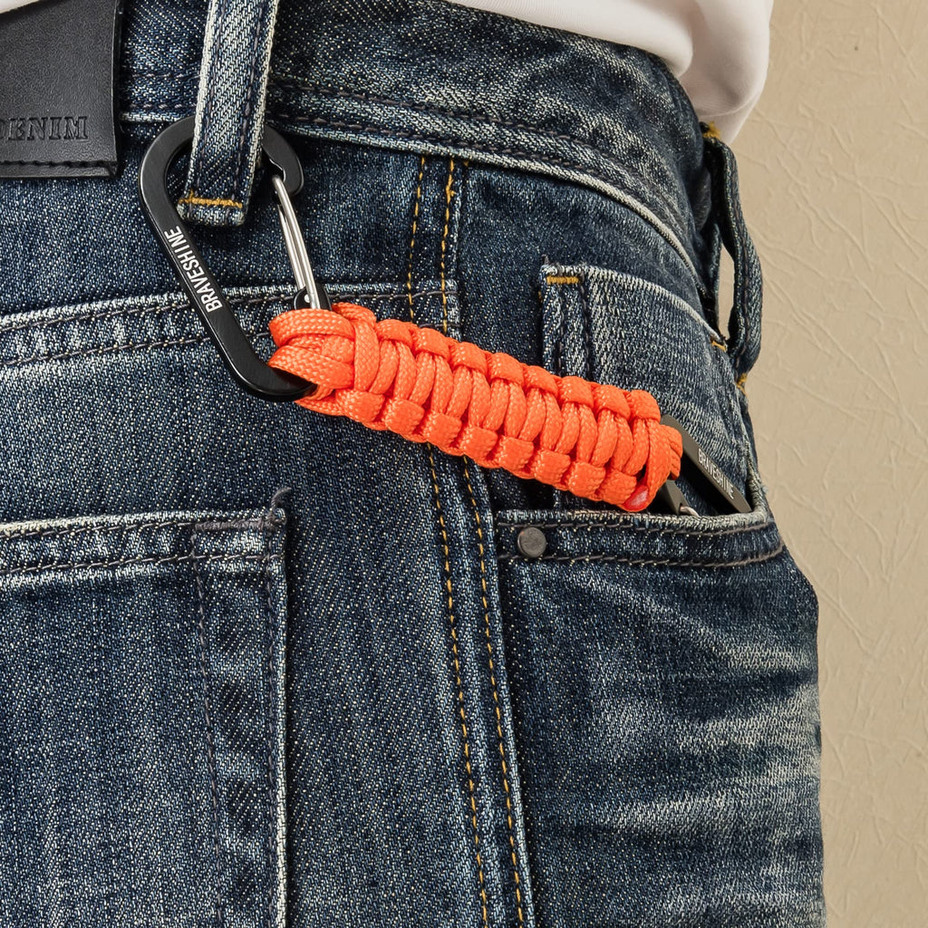 1 Black 1 Orange Paracord Keychain Hooks Carabiner Clips, Lanyard Hanger D Ring