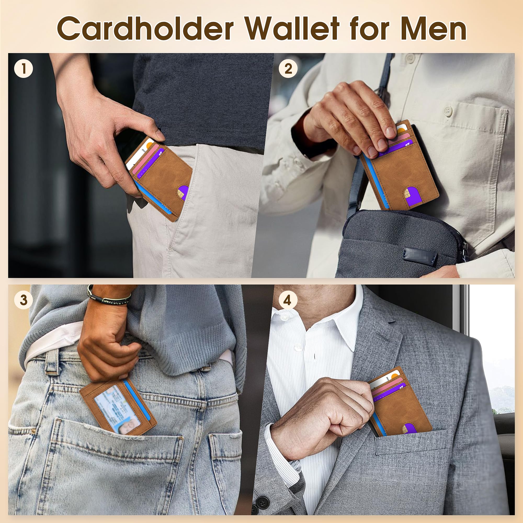 Slim Minimalist Wallet for Men,Front Pocket Wallet RFID Blocking Small Thin Cred
