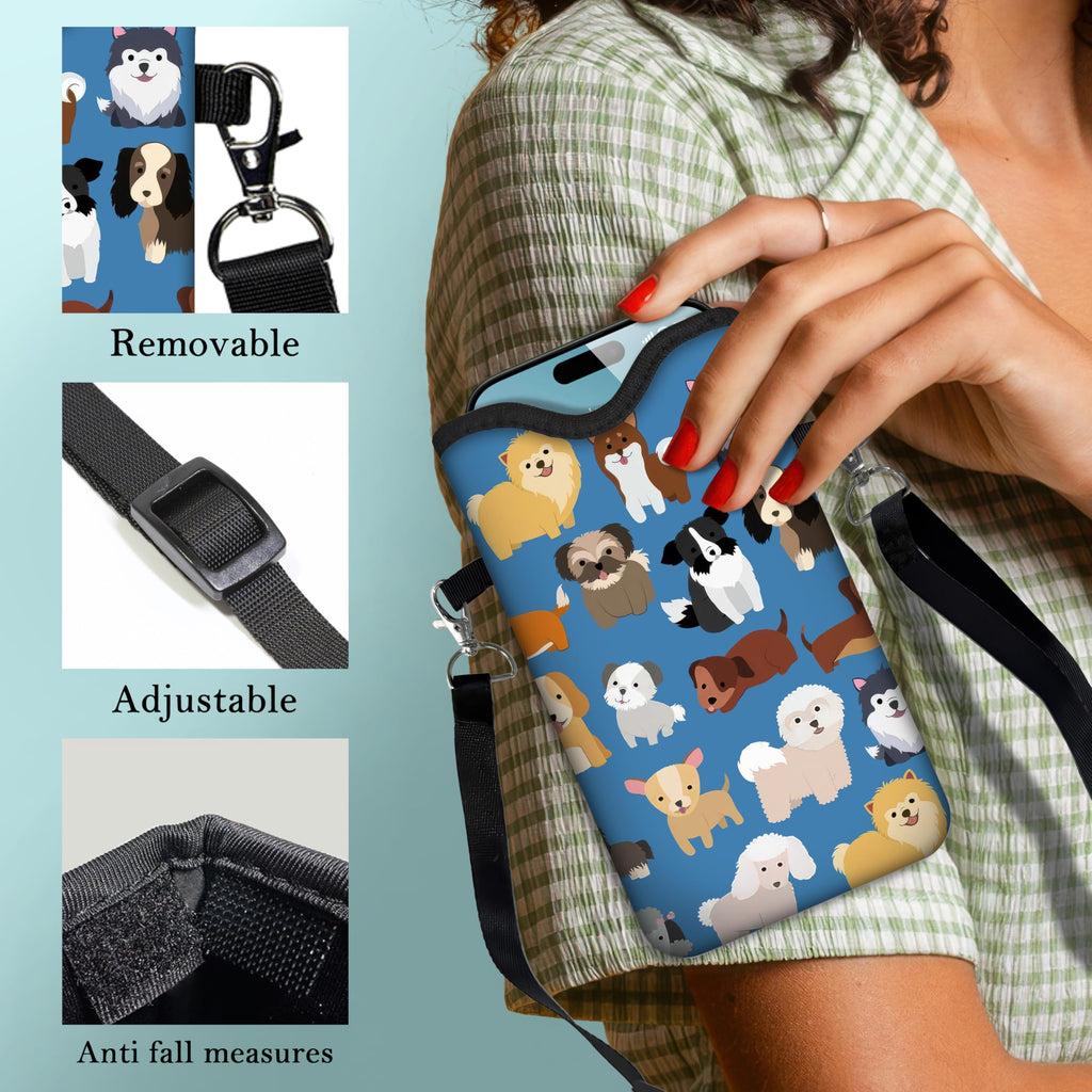 Women Phone Sleeve Pouch Case Bag with Crossbody Strap/Neck Lanyard for iPho