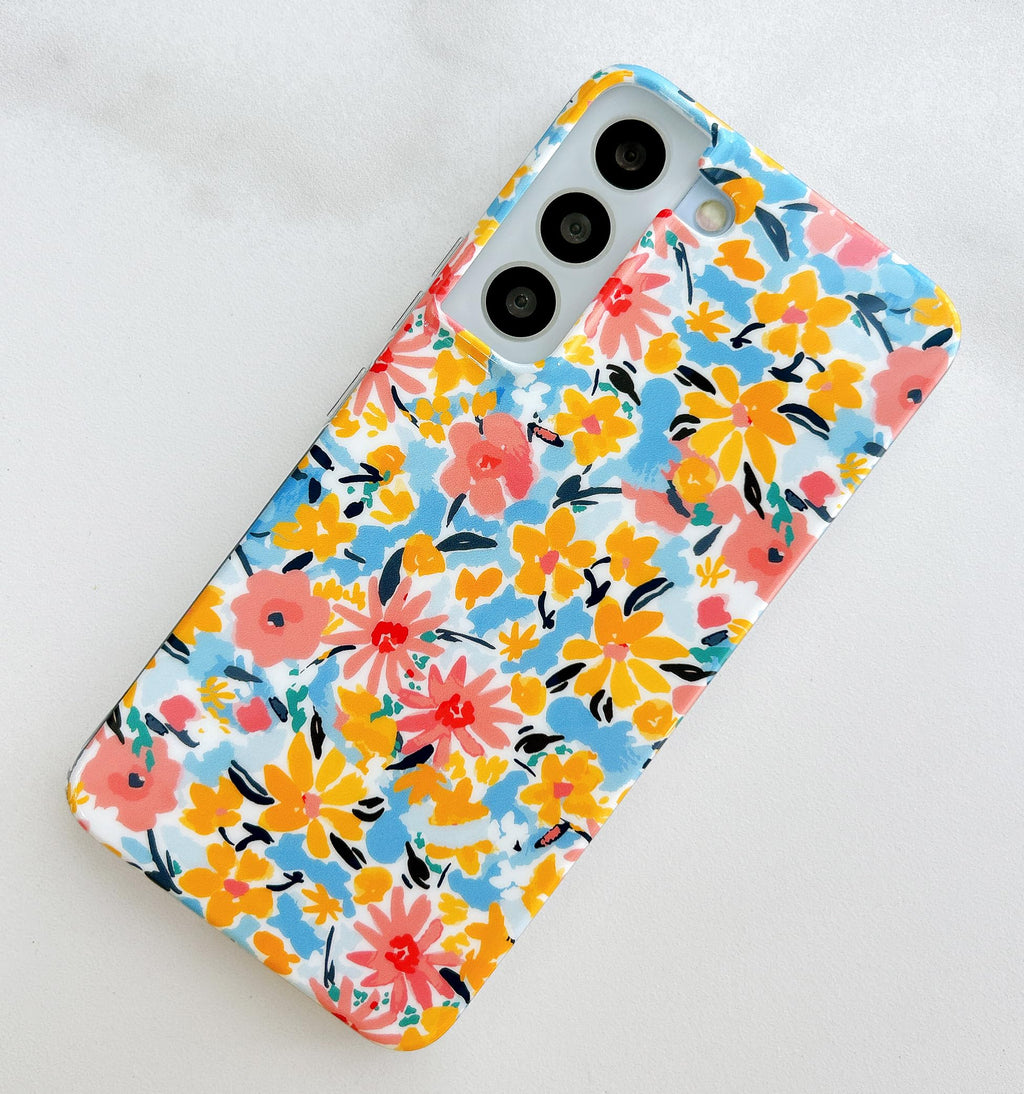 for Galaxy S21 Case(6.2-inches) - Cute Garden Flower Shiny Design for Women,Soft
