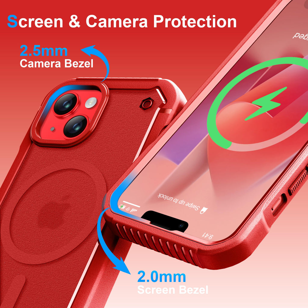 Magnetic for iPhone 14 Case & iPhone 13 Case [2 X Screen Protector][Compatible w