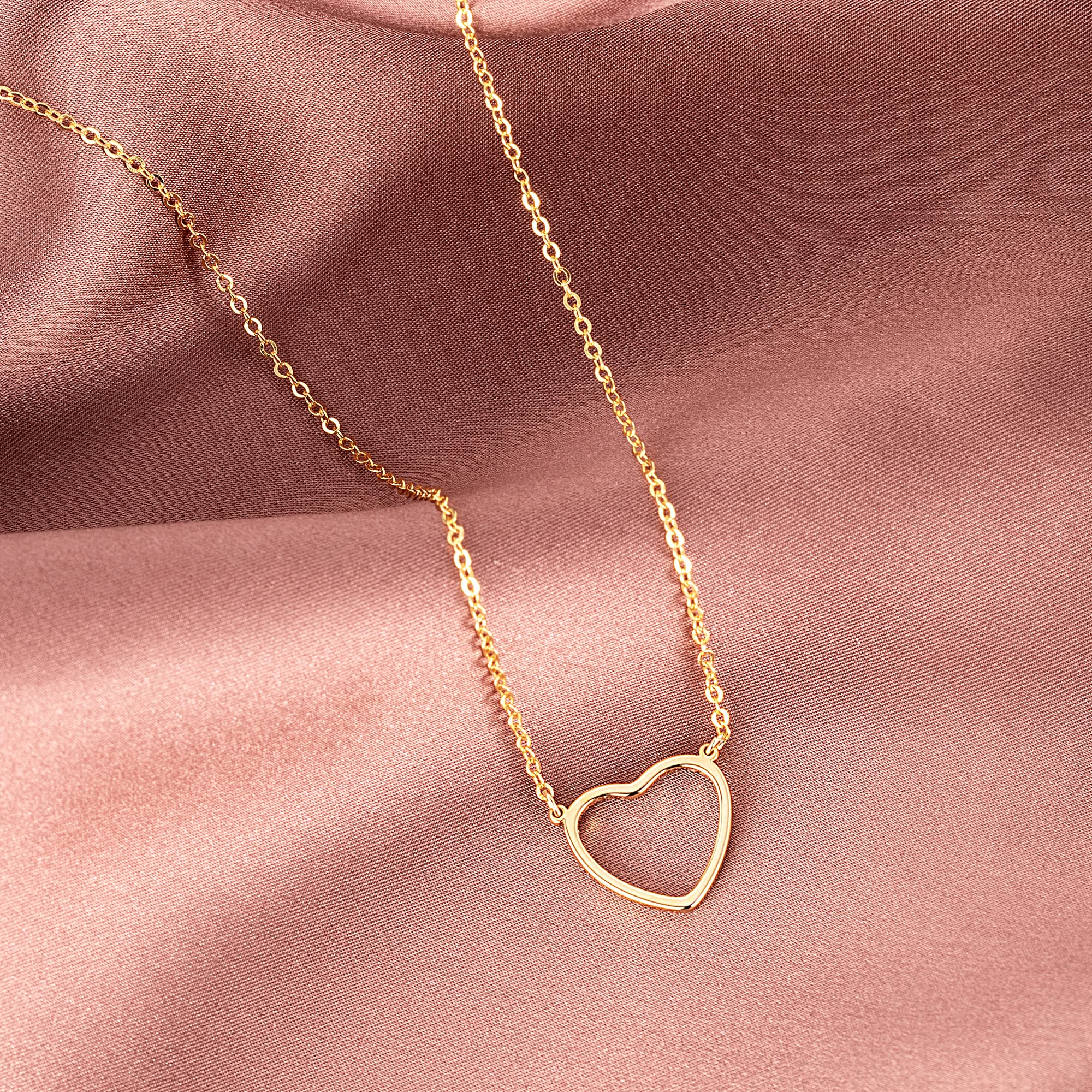 Gold Heart Necklace for women, Cute Necklaces for Mother's Day Gifts, 14k Gold P