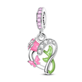 Spring Style-Heart-Shaped Rose and Butterfly Charm
