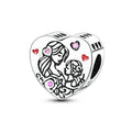 Mother's Day Model - Mother and Daughter Hug Cartoon Charm