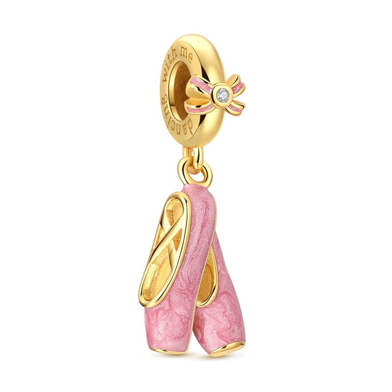 Gold Ballet Shoe Charm