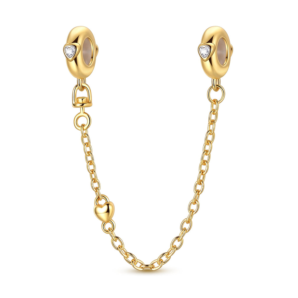 Golden Peach Heart Rubber Plug Safety Chain