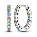 Medium Double Inlaid Colorful Zirconium Earrings