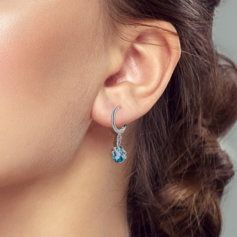 Snake Around Stone Snake Bone Pattern Earrings