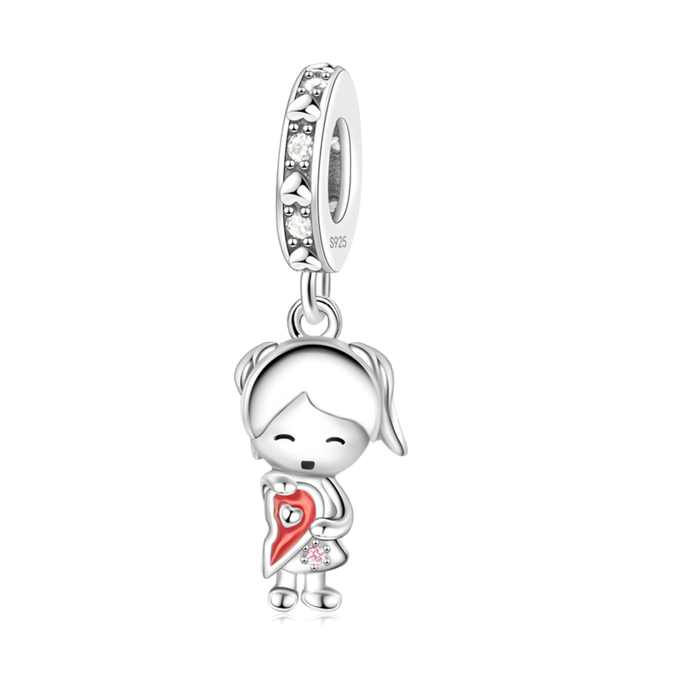 Girl Holding a Heart Charm