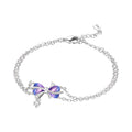 Purple Bow Double Chain Bracelet