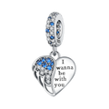 Heart Shaped Hollow Zirconium Wings Heart Charm