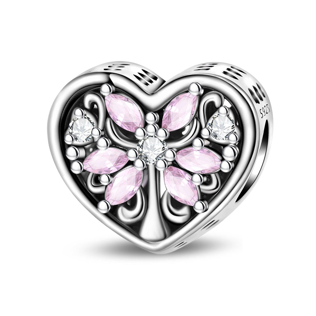 Heart-shaped Pink Tree of Life Charm