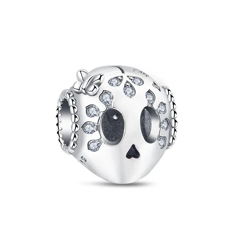 Halloween Silver Skull Charm